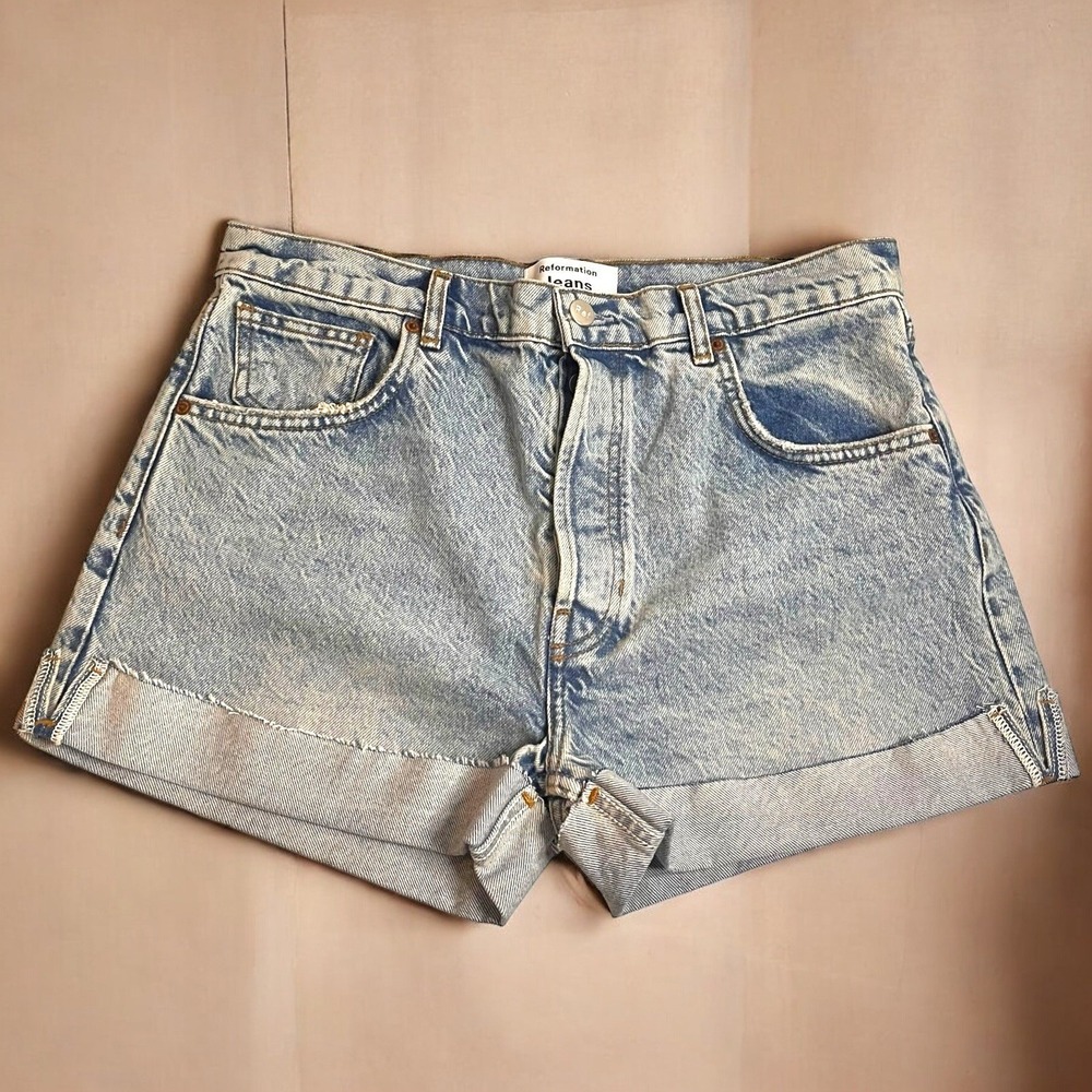 Reformation Charlie Cuffed High Rise Jean Shorts Sloane Wash Women's Size 30